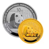 2011西安世界园艺博览会熊猫加字金银纪念币套装