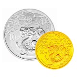 2012龙年圆形本色金银纪念币套装