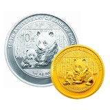 中国银行成立100周年熊猫加字金银纪念币套装