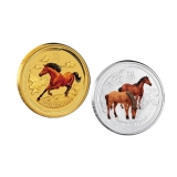 澳洲2014马年彩色金银币套装
