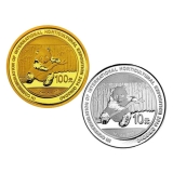 2014年青岛世界园艺博览会熊猫加字金银纪念币