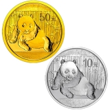 2015版熊猫金银套装（1/10盎司金+1盎司银）